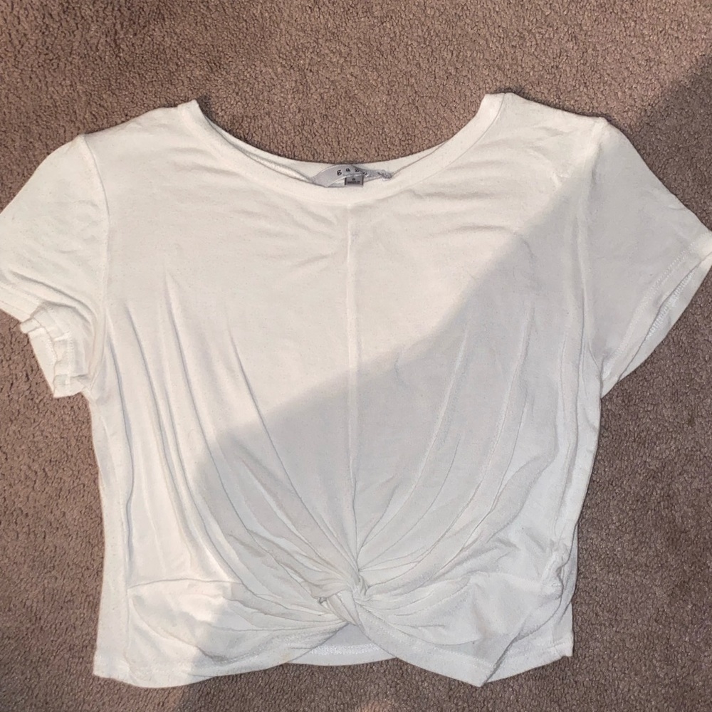 knotted white crop top